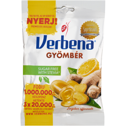 Verbena töltött keménycukorka édesítőszerekkel, gyömbérrel és C vitaminnal 60 g