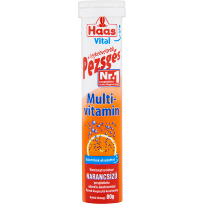 Haas Vital Multivitamin narancsízű étrend-kiegészítő pezsgőtabletta 80 g