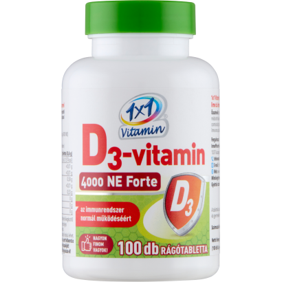 1x1 Vitamin D3-vitamin 4000 NE Forte lime ízű étrend-kiegészítő rágótabletta 100 x 0,6 g (60 g)