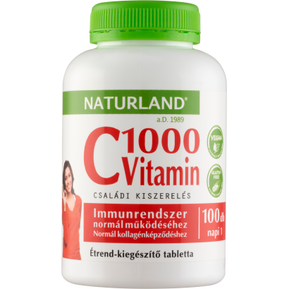 Naturland C vitamin 1000 mg étrend-kiegészítő tabletta 100 db 130 g