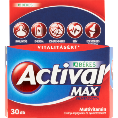 Béres Actival Max filmtabletta komplex étrend-kiegészítő multivitamin 30 x 1,66 g (49,8 g)