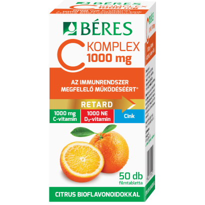 Béres C Komplex 1000 mg C-vitamin, D3-vitamin, cink étrend-kiegészítő filmtabletta 50 db 84,8 g