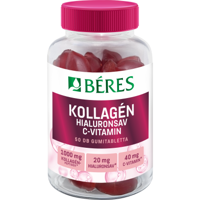 Béres kollagén hialuronsav C-vitamin cukormentes gumivitamin 50 db