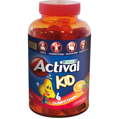 Béres Actival Kid cukormentes gumitabletta étrend-kiegészítő multivitamin 90 x 3 g (270 g)
