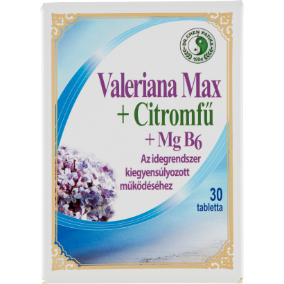 Dr. Chen Patika Valeriana Max + citromfű + magnézium + B6-vitamin étrend-kiegészítő 30 db 40,2 g