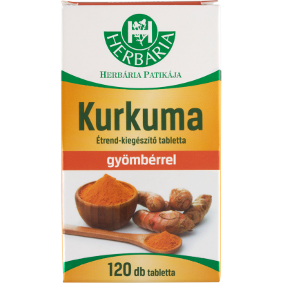 Herbária kurkuma étrend-kiegészítő tabletta gyömbérrel 120 tabletta 39 g
