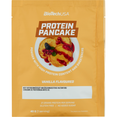 BioTechUSA Protein Gusto vanília ízű, fehérjében gazdag palacsintapor édesítőszerekkel 40 g