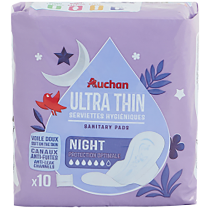 Auchan Kedvenc egészségügyi betét ultra vékony éjszakai 10 db
