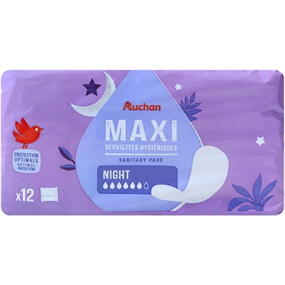 Auchan Kedvenc egészségügyi betét maxi éjszakai 12 db