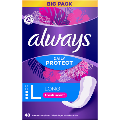 Always Daily Protect Hosszú Friss illattal Tisztasági Betét X Darabos Kiszerelés, 48 db