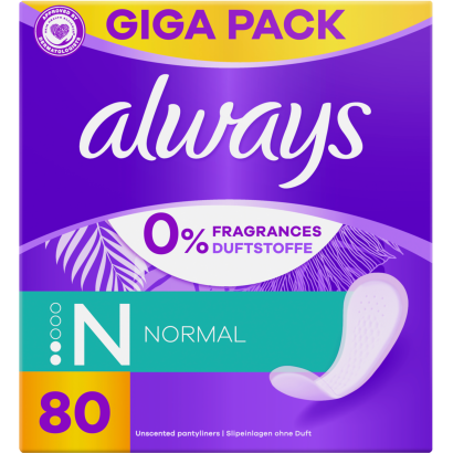 Always Daily Fresh Normal, 0% színezék és illatanyag 80 Darabos Kiszerelés