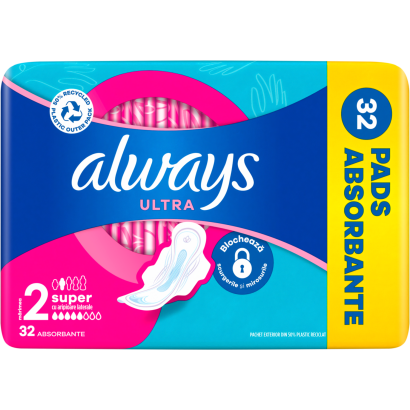 Always Ultra Nap Egészségügyi Betét, Hosszú (2-es méret) Szárnyas betét 32 db