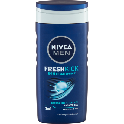 NIVEA MEN Fresh Kick 3 az 1-ben tusfürdő testre, arcra, hajra 250 ml