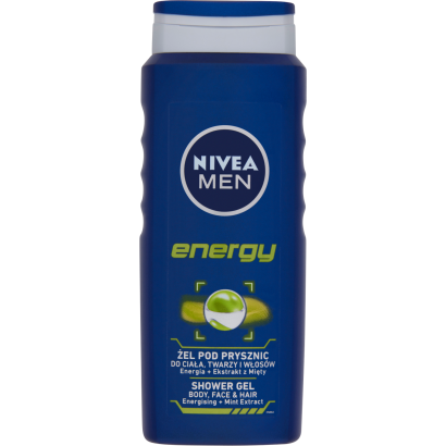 NIVEA MEN Energy tusfürdő tusoláshoz, arc- és hajmosáshoz 500 ml