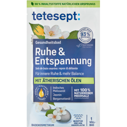 Tetesept jázmin + indiai citromfű + bergamott + narancs + ilang-ilang + levendula fürdősó 80 g