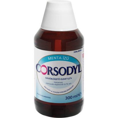 Corsodyl alkoholmentes menta ízű szájöblögető oldat 0,2% 300 ml