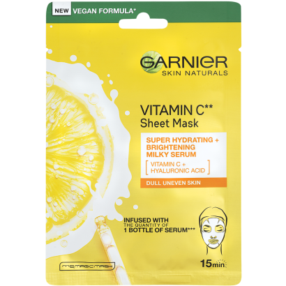 Garnier Skin Naturals Ragyogást adó fátyolmaszk C-vitaminnal, 28 g