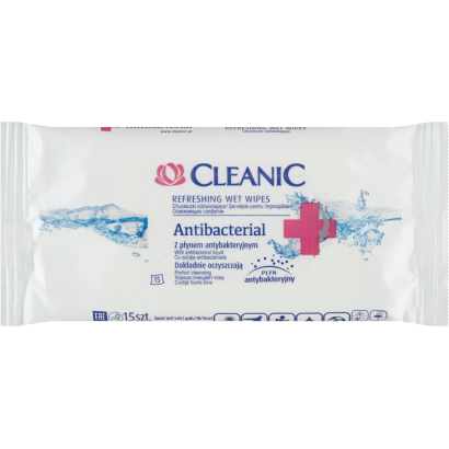 Cleanic Antibacterial nedvesített frissítő törlőkendő 15 db