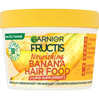 Garnier Fructis Hair Food Tápláló Banana hajpakolás nagyon száraz hajra, 400 ml