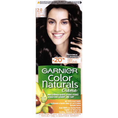 Garnier Color Naturals Tartós hajfesték 2 .0 Természetes fekete, 60 +40 +12 ml