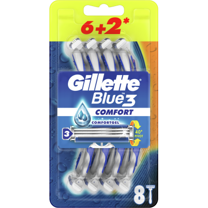 Gillette Blue3 Plus Comfort, Eldobható Borotva Férfiaknak, 8 Darabos Kiszerelés