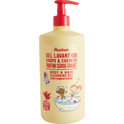 Auchan Kedvenc Kids tusfürdő sampon 2in1 cseresznye&eper 750 ml