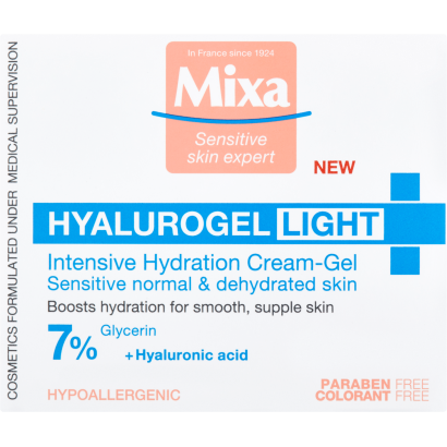 Mixa Hyalurogel Light hialuronsavval gazdagított intenzív hidratáló arcápoló 50 ml
