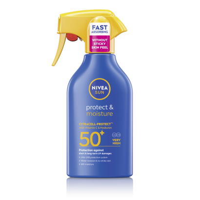 NIVEA SUN Protect & Moisture szórófejes naptej FF50+ 250ml