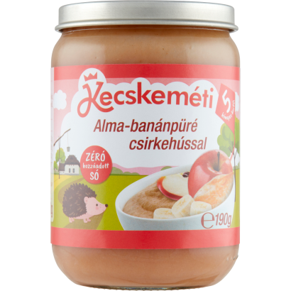 Kecskeméti alma-banánpüré csirkehússal bébiétel 5 hónapos kortól 190 g