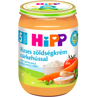 HiPP BIO rizses zöldségkrém csirkehússal bébiétel 5 hónapos kortól 190 g
