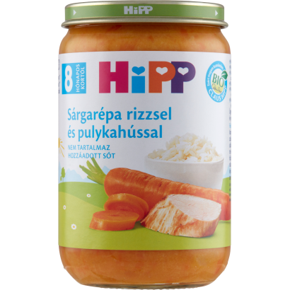HiPP BIO sárgarépa rizzsel és pulykahússal bébiétel 8 hónapos kortól 220 g