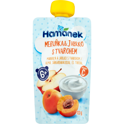 Hamánek alma sárgabarackkal és túróval gyümölcspüré 6 hónapos kortól 100 g