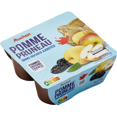 Auchan Kedvenc 4 pohár almás-aszalt szilvás gyümölcspüré 4x100 g