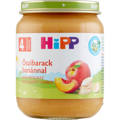 HiPP BIO őszibarack banánnal gyümölcskészítmény bébidesszert 4 hónapos kortól 125 g