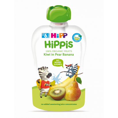 HiPP HiPPiS BIO körte-banán-kiwi gyümölcspép 6 hónapos kortól 100 g