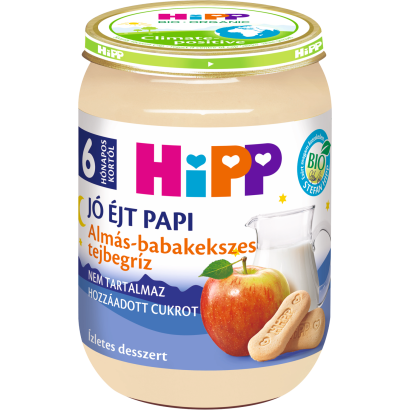 HiPP Jó Éjt Papi BIO almás-babakekszes tejbegríz bébidesszert 6 hónapos kortól 190 g