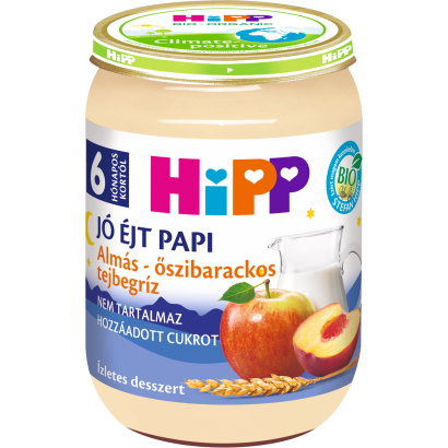 HiPP Jó Éjt Papi BIO almás-őszibarackos tejbegríz bébidesszert 6 hónapos kortól 190 g