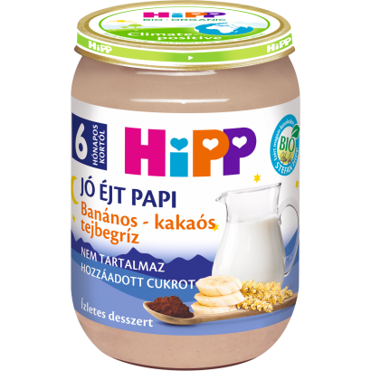 HiPP Jó Éjt Papi BIO banános-kakaós tejbegríz bébidesszert 6 hónapos kortól 190 g