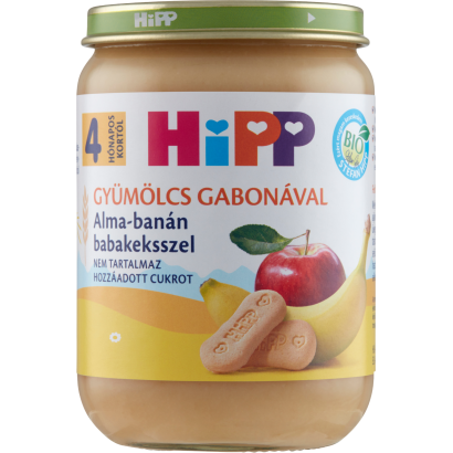 HiPP BIO alma-banán babakeksszel bébidesszert 4 hónapos kortól 190 g