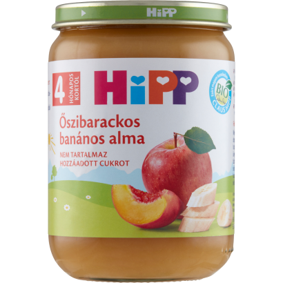 HiPP BIO őszibarackos banános alma bébidesszert 4 hónapos kortól 190 g