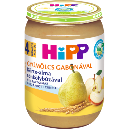 HiPP Gyümölcs Gabonával bio körte-alma tönkölybúzával bébidesszert  4 hónapos kortól 190 g