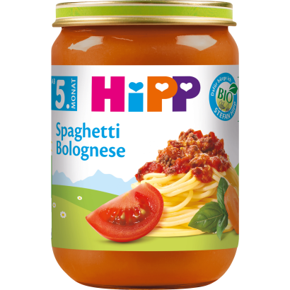 HiPP bio bolognai spagetti bébiétel 5 hónapos kortól 190 g
