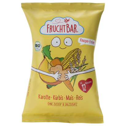 Fruchtbar BIO ropogós kukorica snack sárgarépával, sütőtökkel és rizzsel 12hó 30g