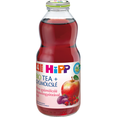 HiPP Bio Tea + Gyümölcslé piros gyümölcslé ital csipkebogyóteával 4 hónapos kortól 0,5 l
