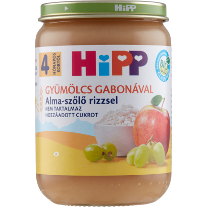 HiPP BIO alma-szőlő rizzsel bébidesszert 4 hónapos kortól 190 g