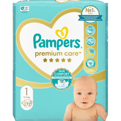 Pampers Premium Care, Méret: 1, 72 Pelenka, 2kg-5kg