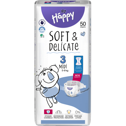 Bella Baby Happy gyermekpelenka midi 5-9 kg, 50 db