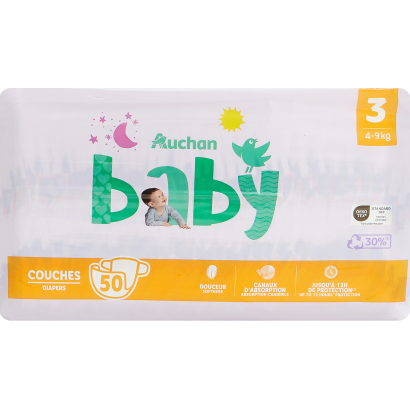 Auchan Kedvenc Baby nadrágpelenka 3-as méret 4-9 kg 50 db