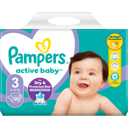 Pampers Active Baby Pelenka, Méret: 3, 90 db Pelenka, 6kg-10kg