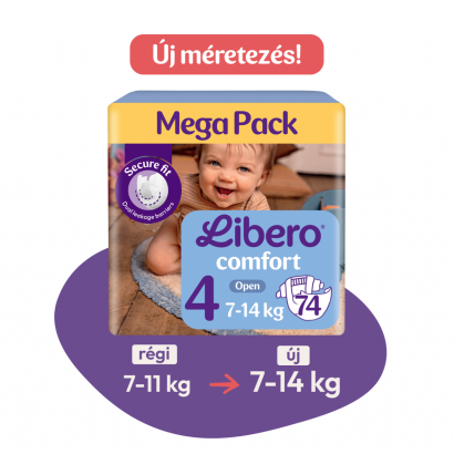 Libero Comfort Mega Pack pelenka, méret: 4, 7-14 kg, 74 db